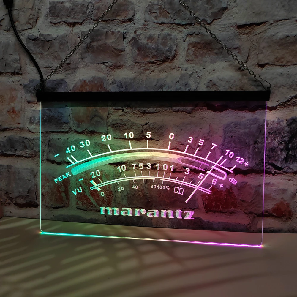 Marantz Peak VU DB-LED Neon Sign Featuring Colorful Flowing Effect, Perfect for Home Decoration and Creating Party Mood