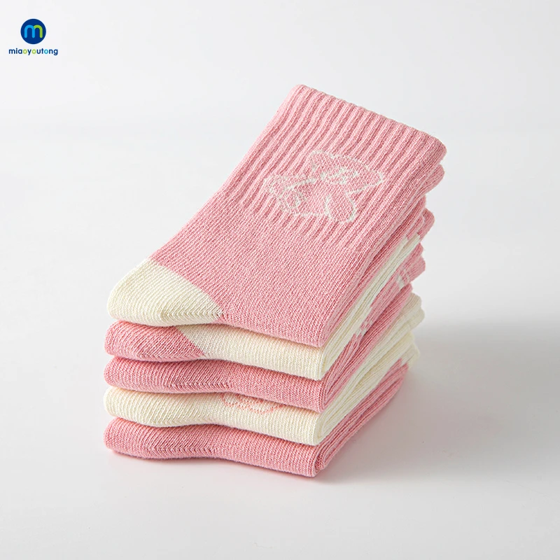 5 Pairs /Lot Cute Kids Ribbed Cotton Winter Warm Socks Boys Girls Toddler Children\'s Floor Socks Suitable For 1-12Y Miaoyoutong