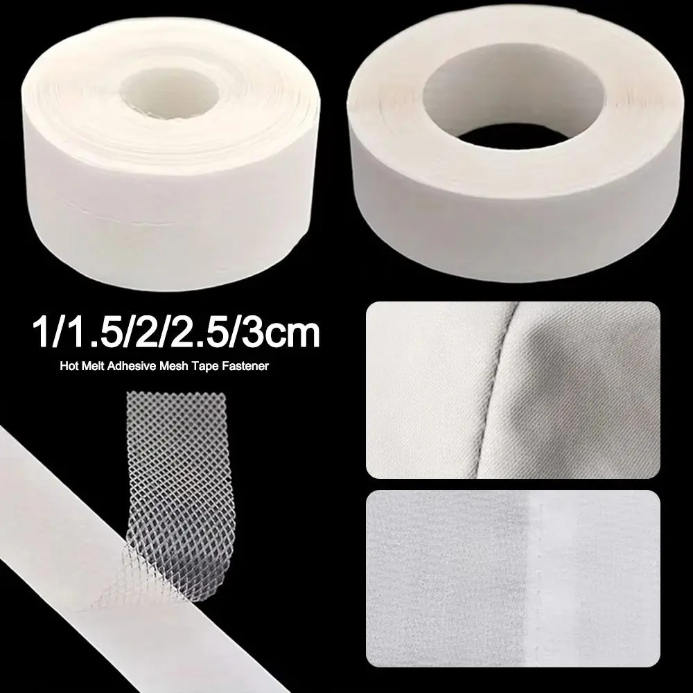 50M Hot Melt Adhesive Mesh Tape Fastener Double Sided DIY Clothes Ironing Hem Tapes Non-woven Mesh Sewing Tool
