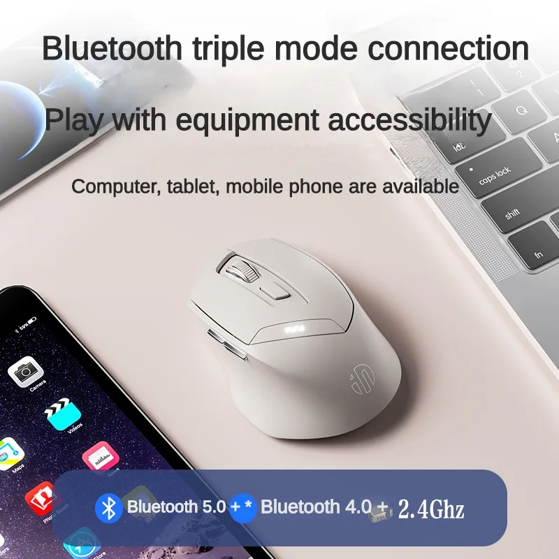 INPHIC DR6 Wireless Bluetooth Mouse Tri-mode Ergonomic Mute Portable Home PC Office Long Battery Life Gaming Laptop Accessories