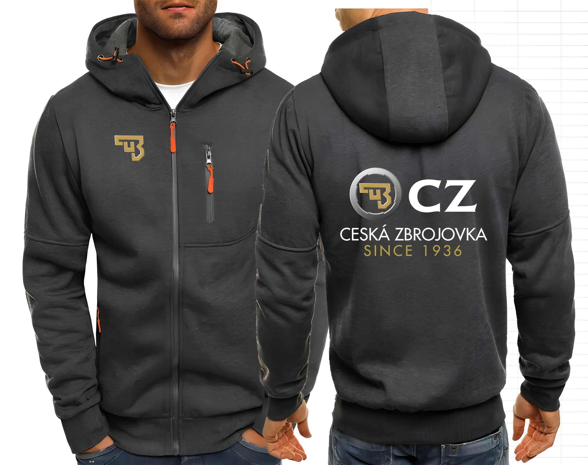 2025 CZ Ceska Zbrojovka Felpa con cappuccio da uomo alla moda Felpe con cappuccio casual Pullover Felpe con cappuccio con cerniera superiore da uomo Felpa S-4XL