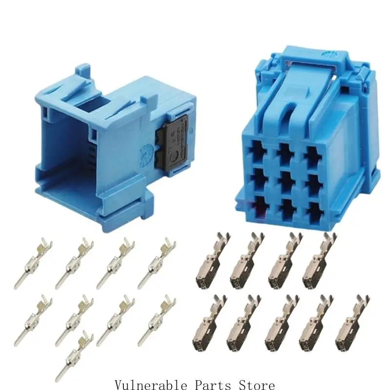 Automotive Wire Harness Coupler Set 8 Way Blue Locking Housing Pair for Car Wiring Repair and Replacement Service 3-967626-1