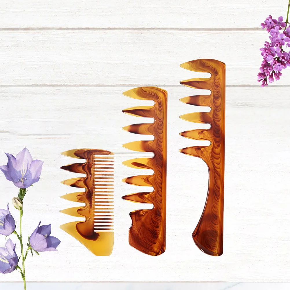 

Набор из 3 расчесок для волос из янтарного дерева: премиальные расчески с гладкими зубьями для массажа, портативные инструменты для ухода за кожей головы и укладки, парикмахерские принадлежности