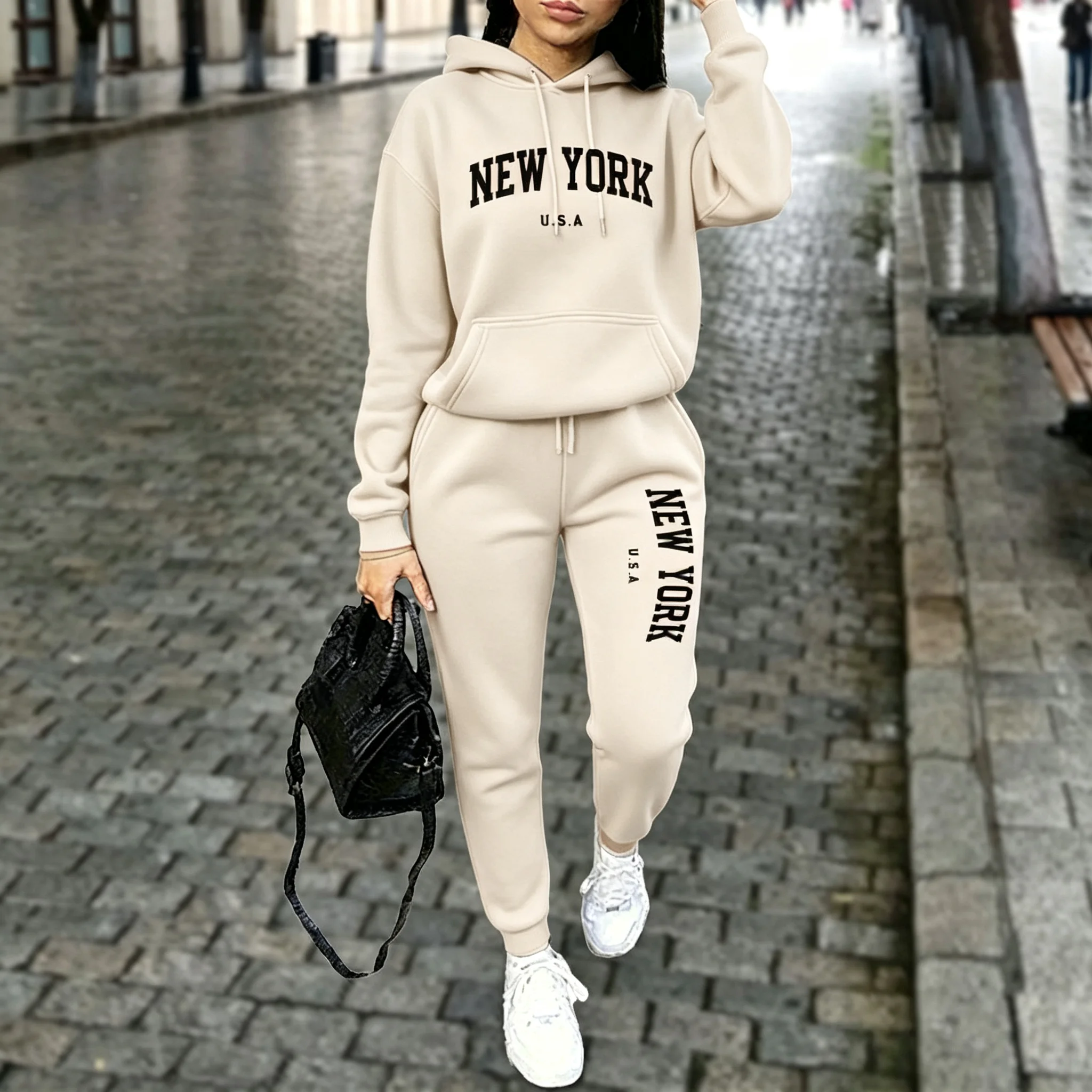 NEW YORK Women's Tracksuit Autumn Winter Hoodies Trousers 2PCS Suit Sports Jogging Street High quality Clothes Women Pants Sets - view 2