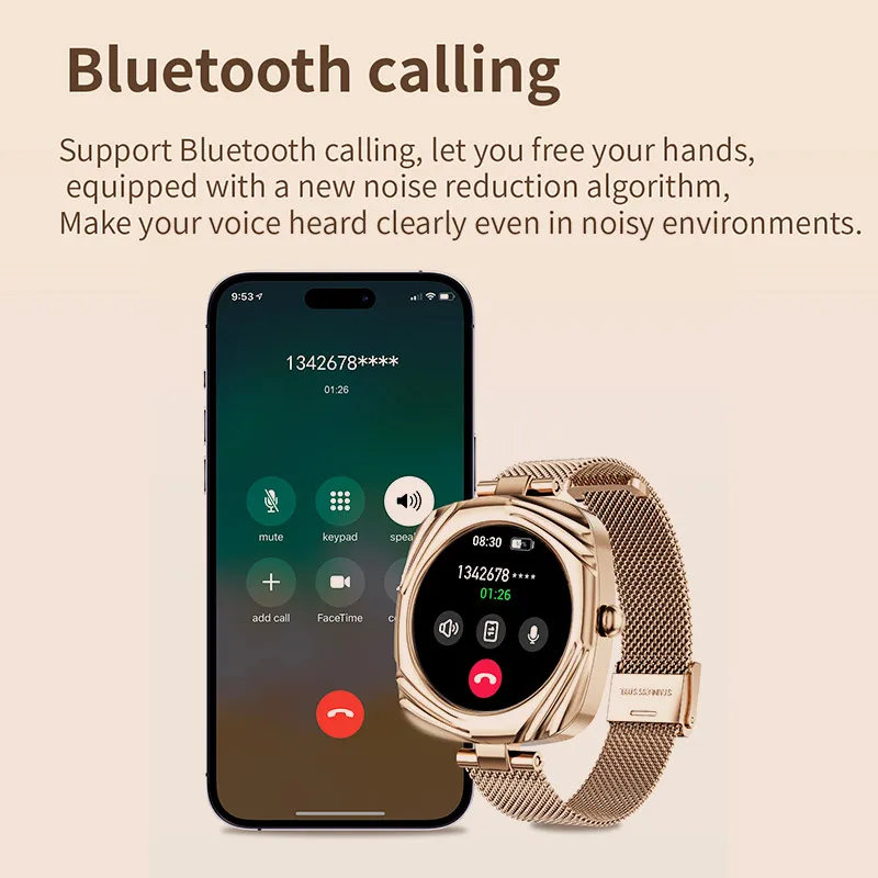 AMOLED Smartwatch reloj inteligente 2025 mujeres elegante diamante Fitness NFC Aiweile AW5 deporte negocios Bluetooth llamada para Android IOS