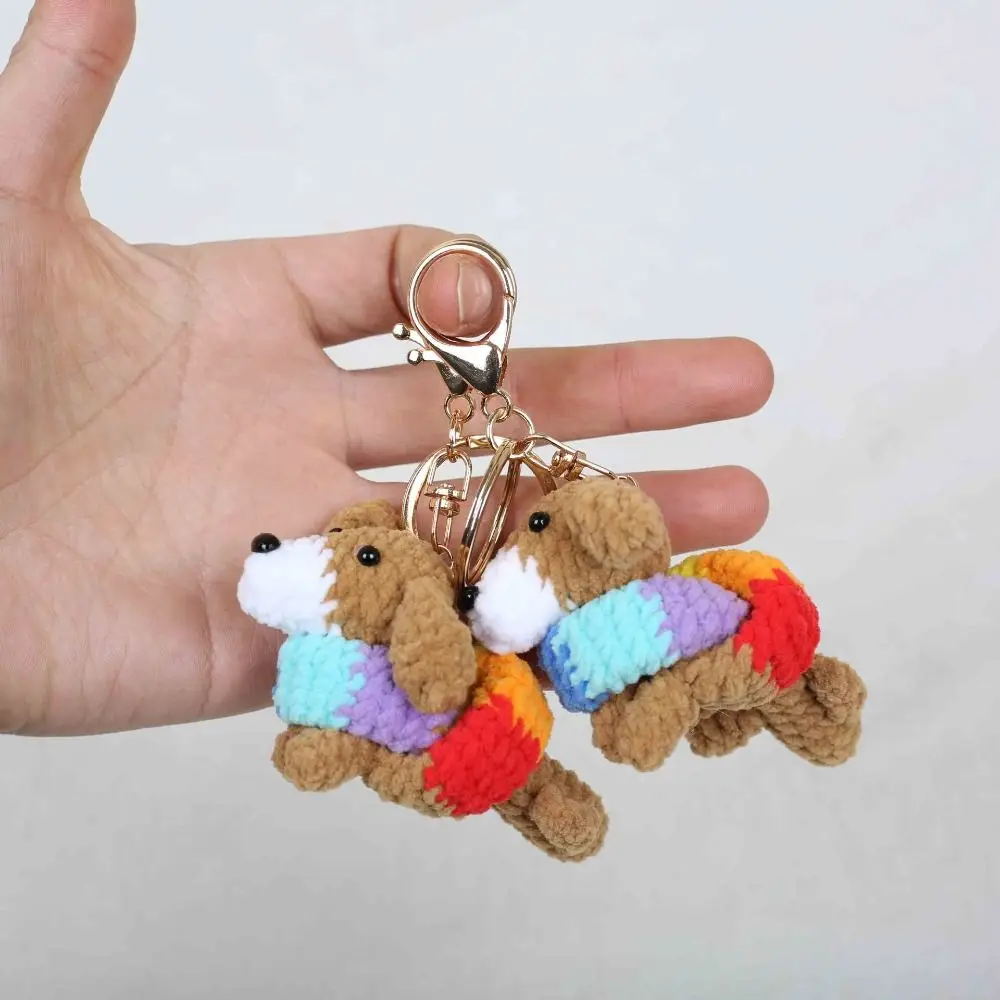 Bag Decor Knitted Dog Pendant Handmade Animal Crochet Corgi Keychain Kawaii Cute Wool Woven Key Ring Gift for Friends