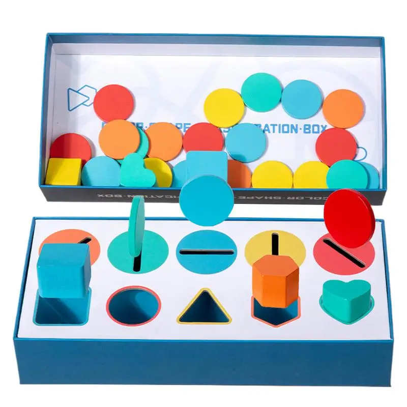 Wooden Color Shape Matching Toy Geometric Matching Blocks Fine Motor Skills Toys Color Recognition Training Set For Boys And