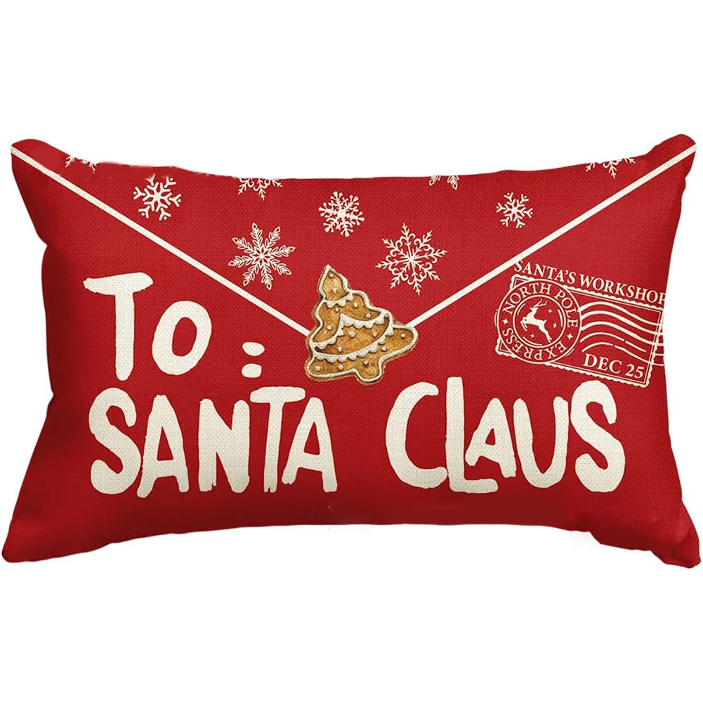 Christmas Lumbar Pillow Case Merry Christmas Cushion Cover Pillowcase For Home Ornament New Year Christmas Decor