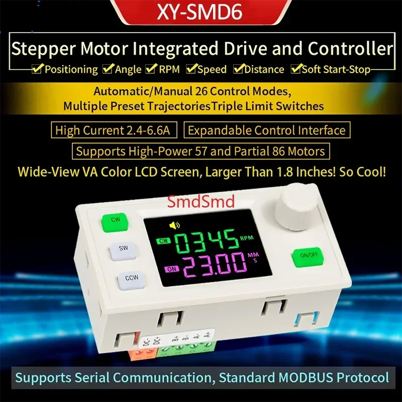 SMD6 Stepper Motor Integrated Drive and Controller 42/57/86 Stepper Motor DC 10~30V 6.6A Pulse Speed PLC Serial Communication