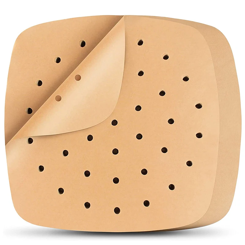 

100Pcs Upgraded Air Fryer Parchment Paper Air Fryer Disposable Paper Liner Square Perforated Parchment