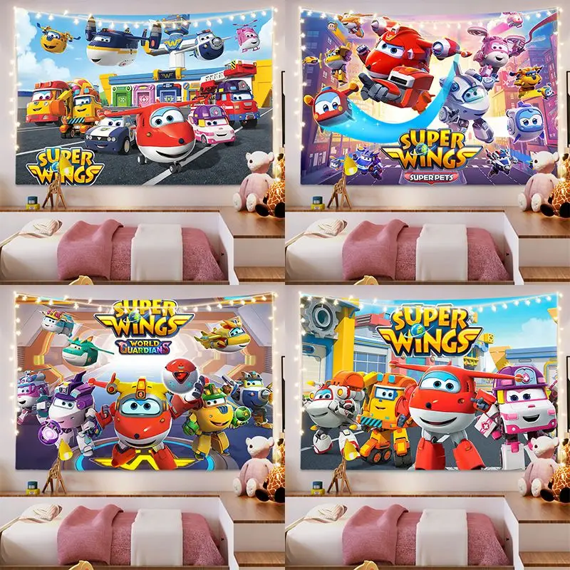 

Super Wings Hanging Cloth, Children's Room,Cute Cartoon,Wall Covering,Baby, Birthday,One Year Old, Decoration, Background Cloth.