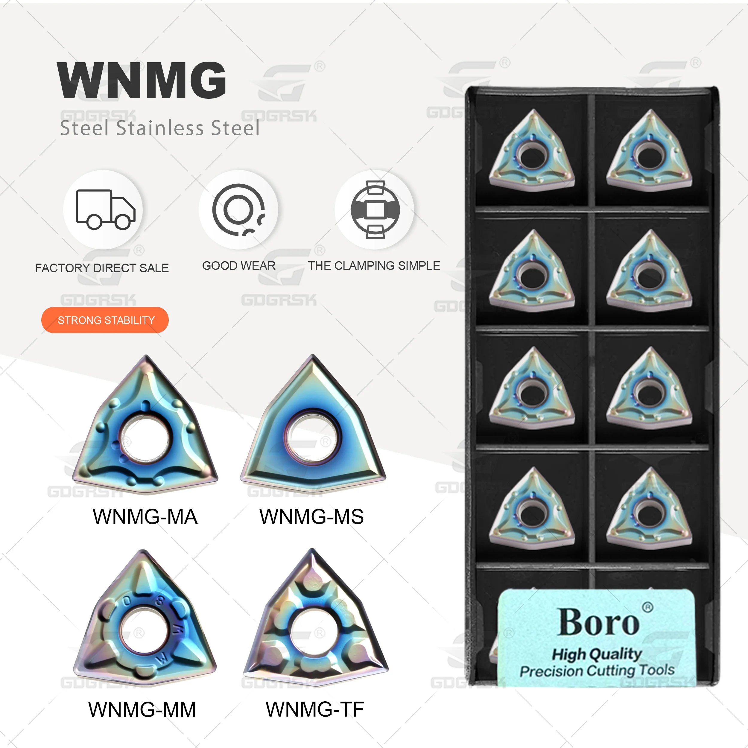 

DESKAR Numerical Control Colorful Peach Shaped Quenched Steel Blades WNMG080404-MS MM TF618 TF918 Outer Round Peach Blades Tools