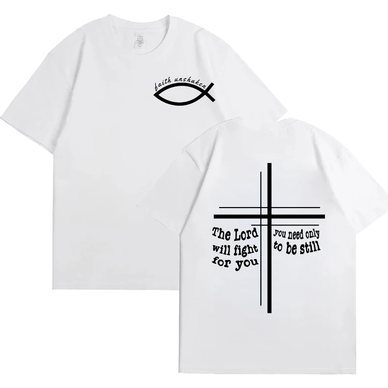 Faith Unshaken Women T-Shirt Christian Jesus Graphic Y2k Tops Harajuku Ulzzang Shirts & Blouse Short Sleeve Tees Female Clothing