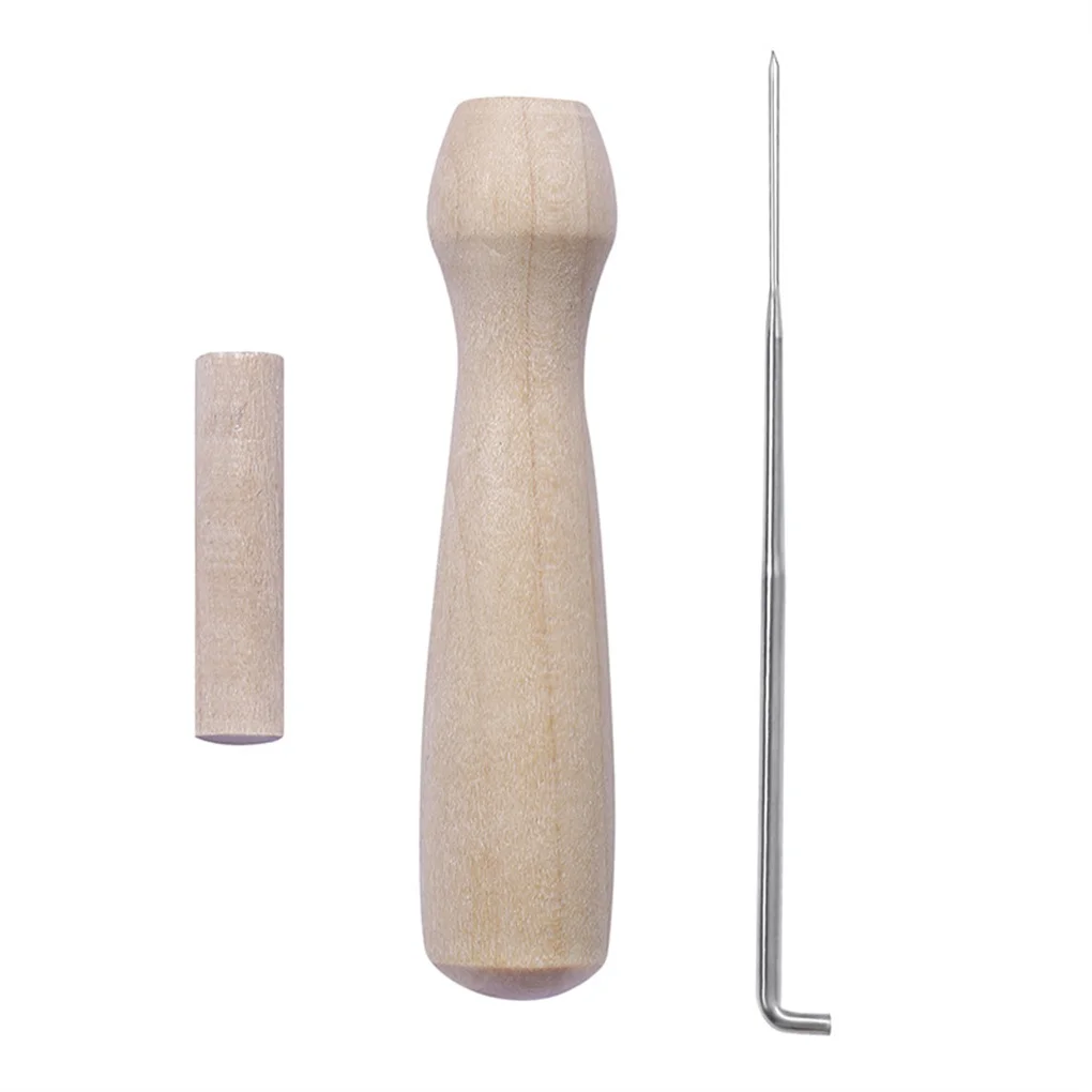 5pcs Wooden Handle Holder with Felting Needles DIY Craft Sewing Needlework Felt Hand Needles Tool