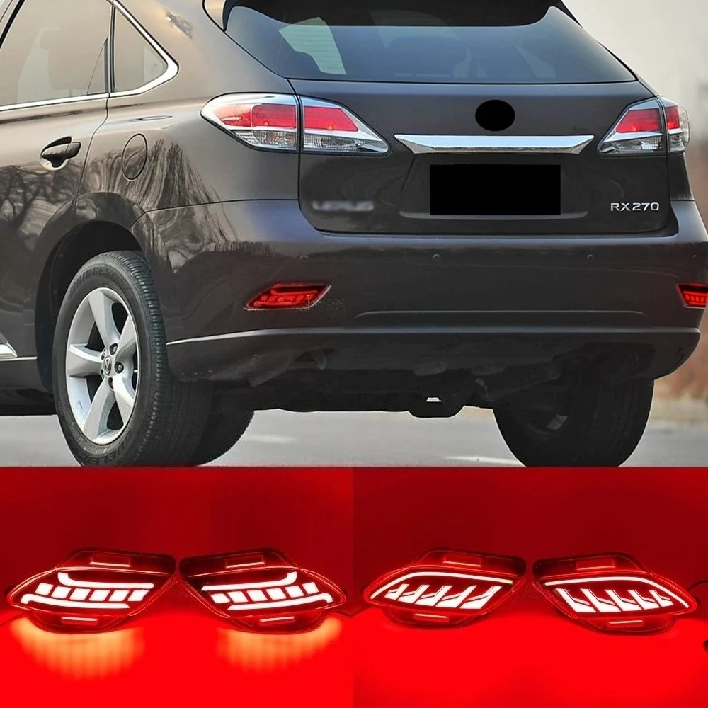 

LED Rear Bumper Reflector Lights For Lexus RX270 RX350 RX450h 2009 2010 2011 2012 2013 2014 2015 with Dynamic Turn Signal Brake