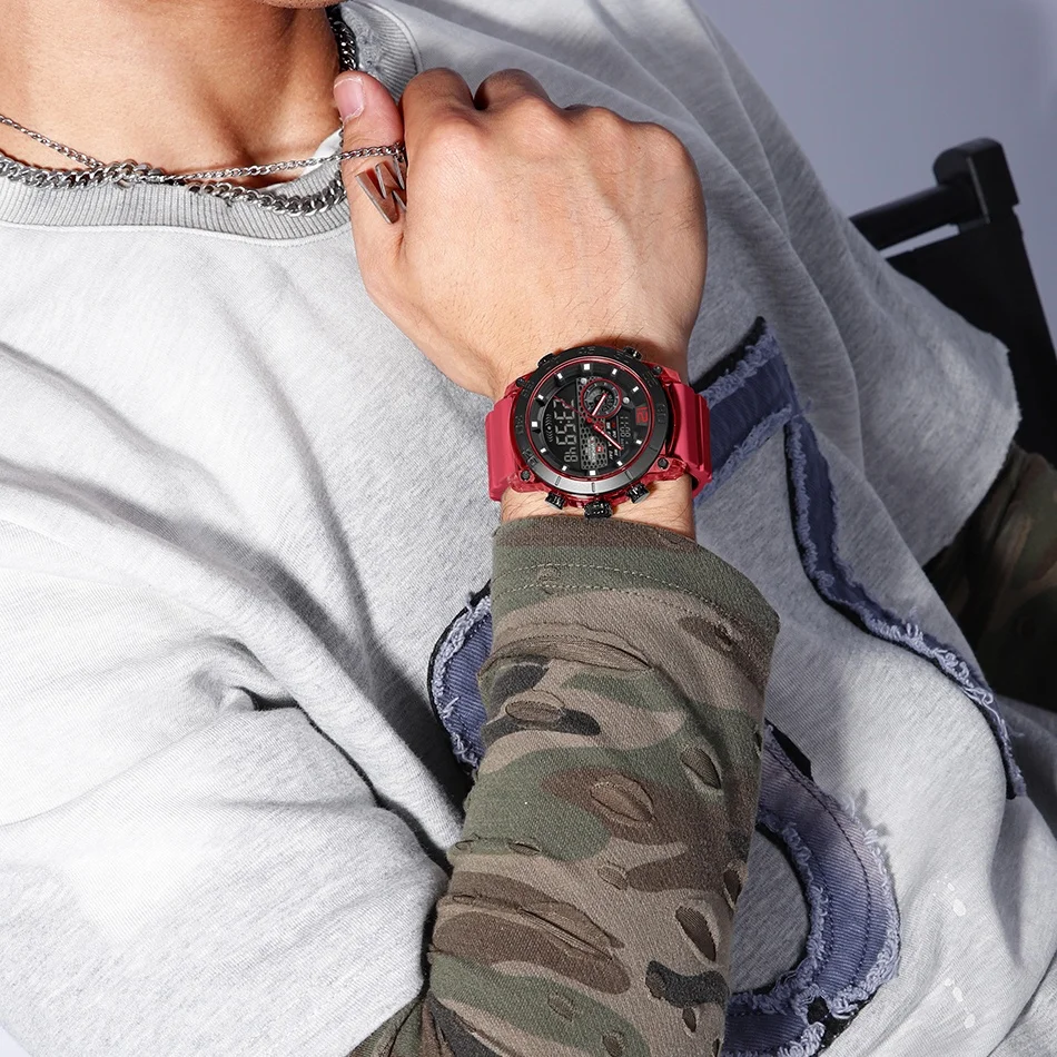 NAVIFORCE 30M Waterproof Quartz Watches For Men Top Brand Sports Silicone Strap Day Date Display Fashion Male Casual Wristwatch