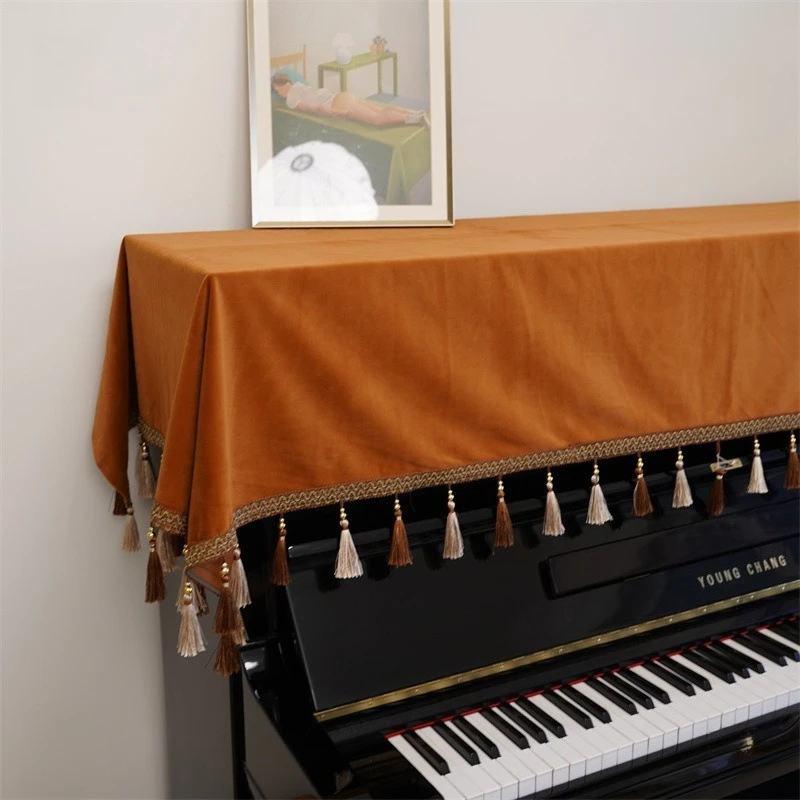 Piano Dust Cover Exquisite Tassel Soft Piano Stool Cover Waterproof Sunproof Wear-resistant Comprehensively Protect The Piano