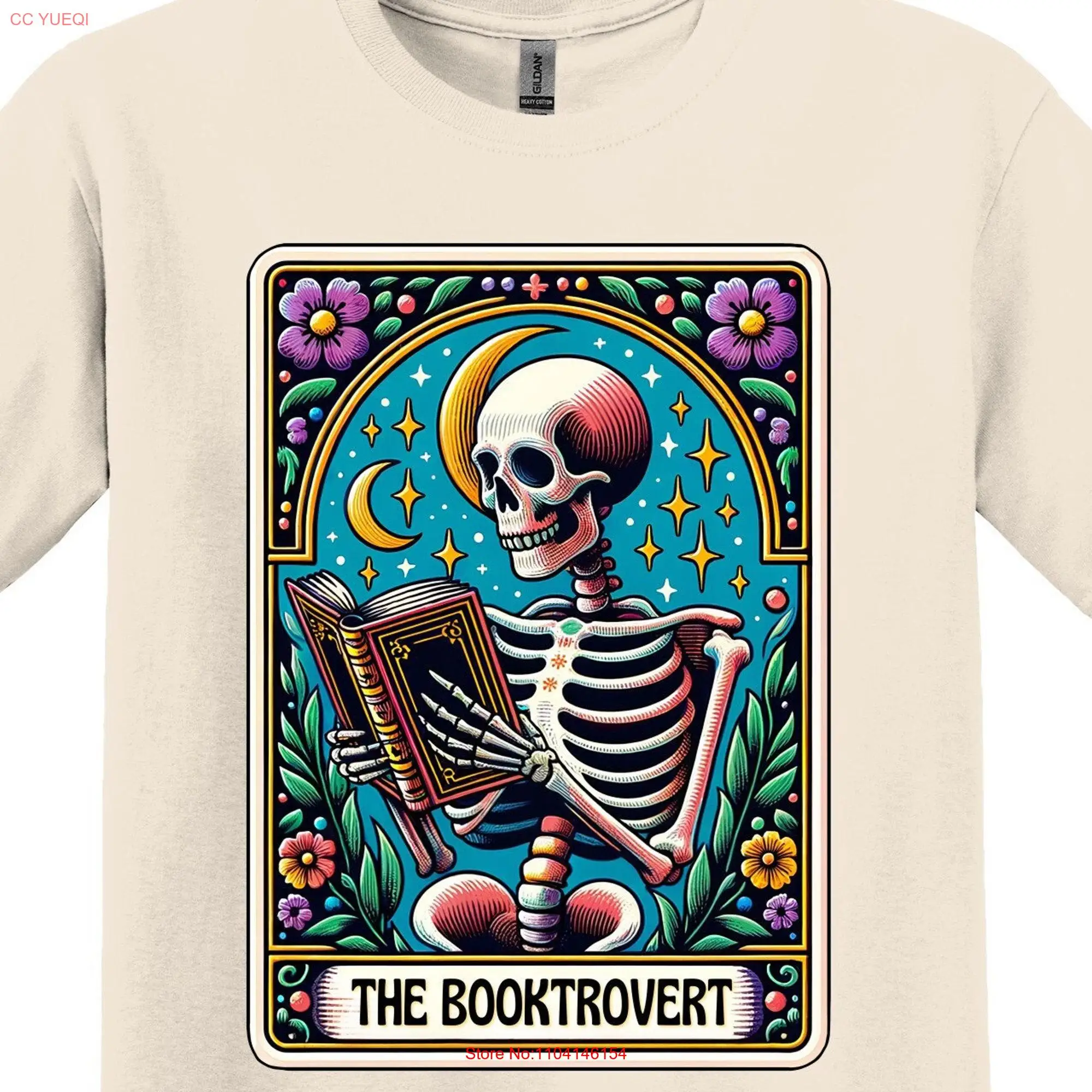 The BooktroverT T Shirt Funny for Her Retro Vintage Joke Tarot Card long or short sleeves