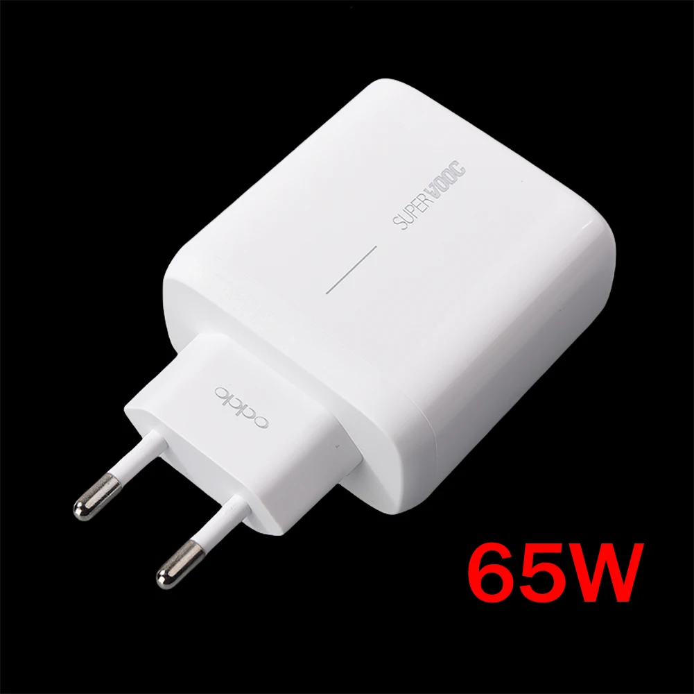 Original OPPO A5X A3X A5 Pro 65W SuperVOOC EU Charger Fast Charging Power Adapter USB C Cable For OP