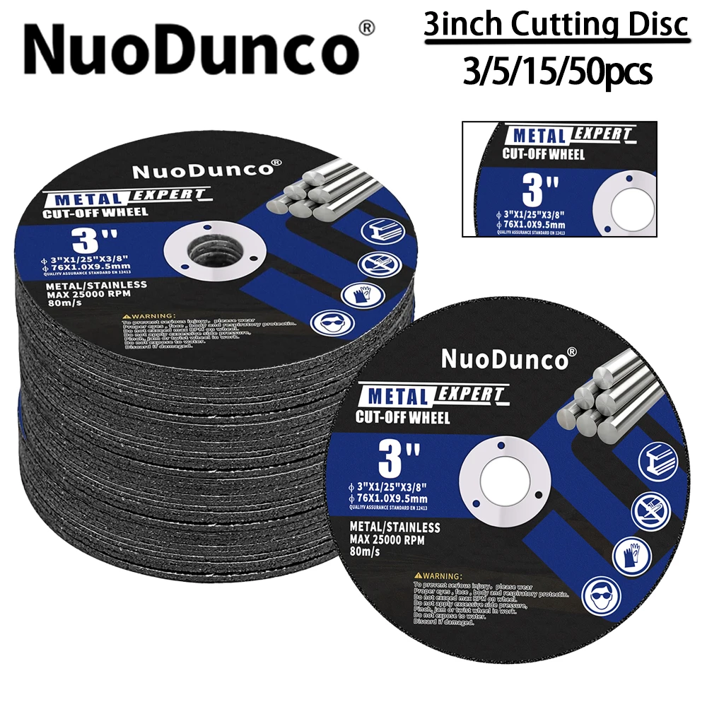 

NuoDunco 3/5/15/50 шт. 75 мм 3-дюймовые отрезные круги, полимерная пила, шлифовальный круг для металла и нержавеющей угловой шлифовальной машины, вращающийся инструмент