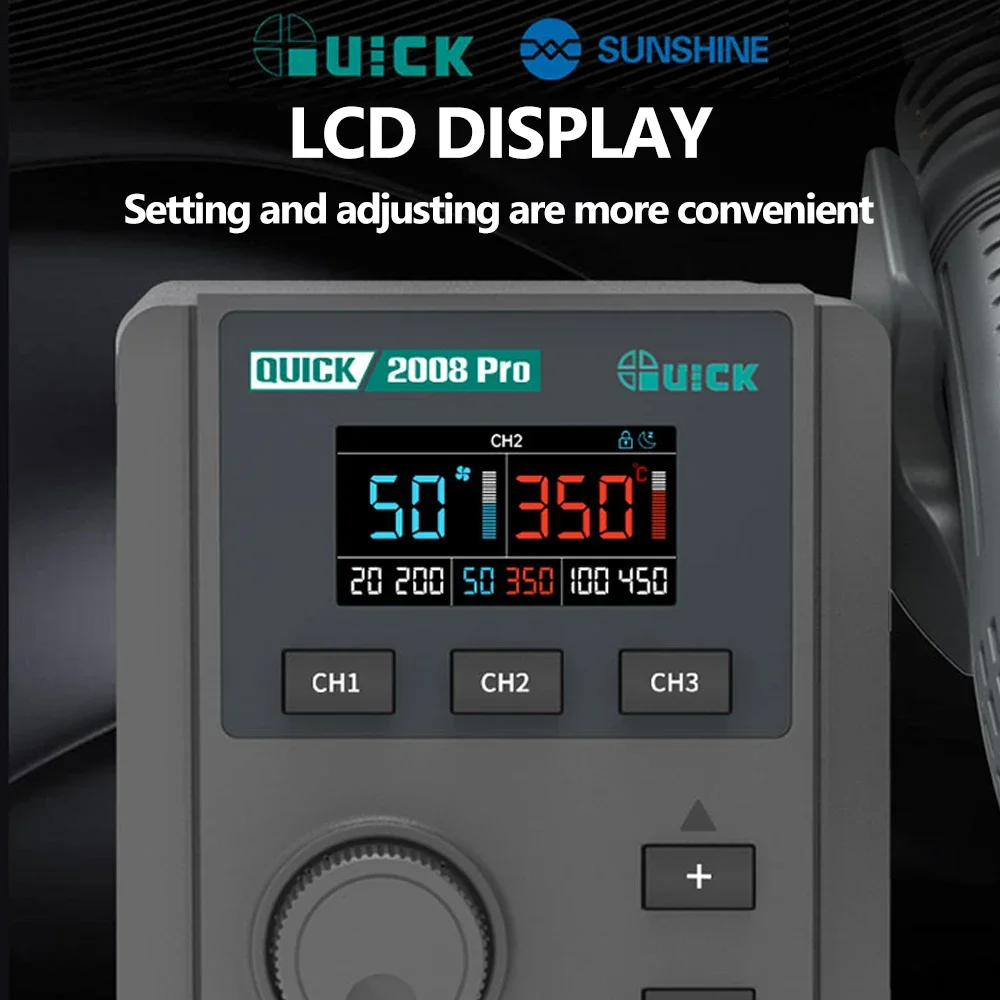 سريعة 2008 برو شاشة ديجيتال خالية من الرصاص محطة إزالة لحام الهواء الساخن للهاتف المحمول اللوحة الأم وحدة المعالجة المركزية رقاقة أداة إصلاح لحام