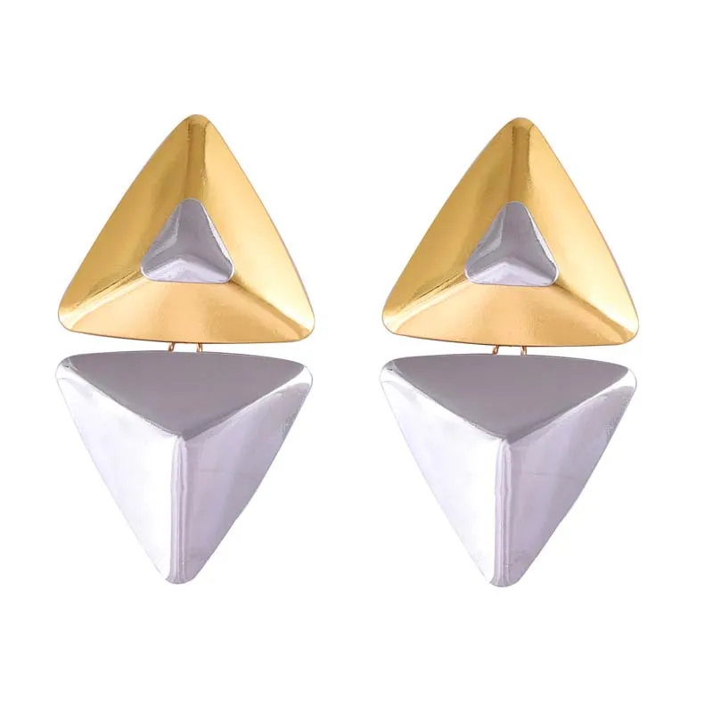 مبالغ فيها المعادن غير المتماثلة أقراط كبيرة للنساء جديد خمر الذهب اللون غير النظامية المرجان أقراط مجوهرات الحفلات هدايا #5