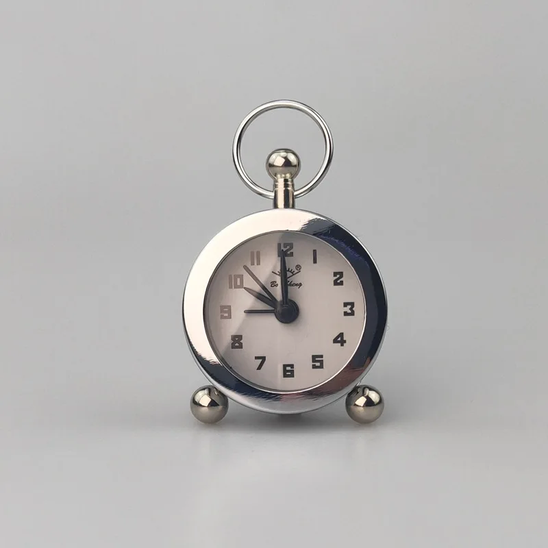 Creative Metal Material Clock 5CM Mini Alarm Clock for Student Bedside Digital Pointer Wall Clock Metal Style Decoration