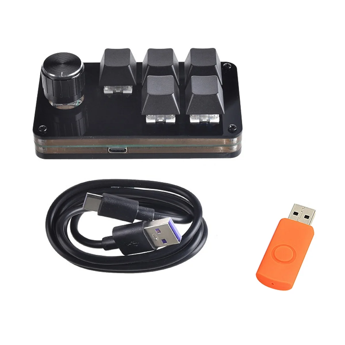 N27R Mini Keyboard 5 Key 1 Knob Gamer Programmable Keyboard DIY Hot Swap Customization Mechanical Keyboard Macro Keypad Black