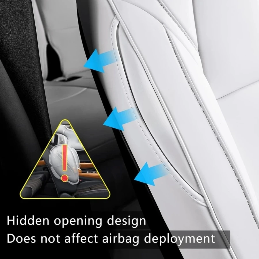 11PCS Vollen Satz Autositzbezüge Für 2020-2024 Tesla Modell Y 5 Sitz Nappa PU Leder Vorne und Hinten Sitzbezug Kissen Protektoren – Detail 6