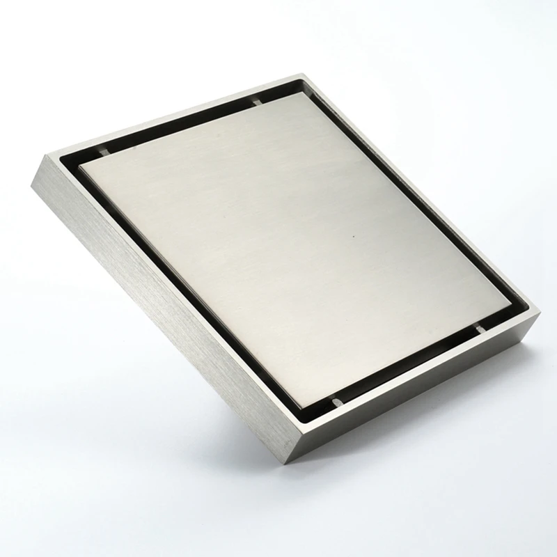 Desagüe de piso cuadrado de cobre, rejilla de ducha de inserción de azulejos extraíble para baño y cocina