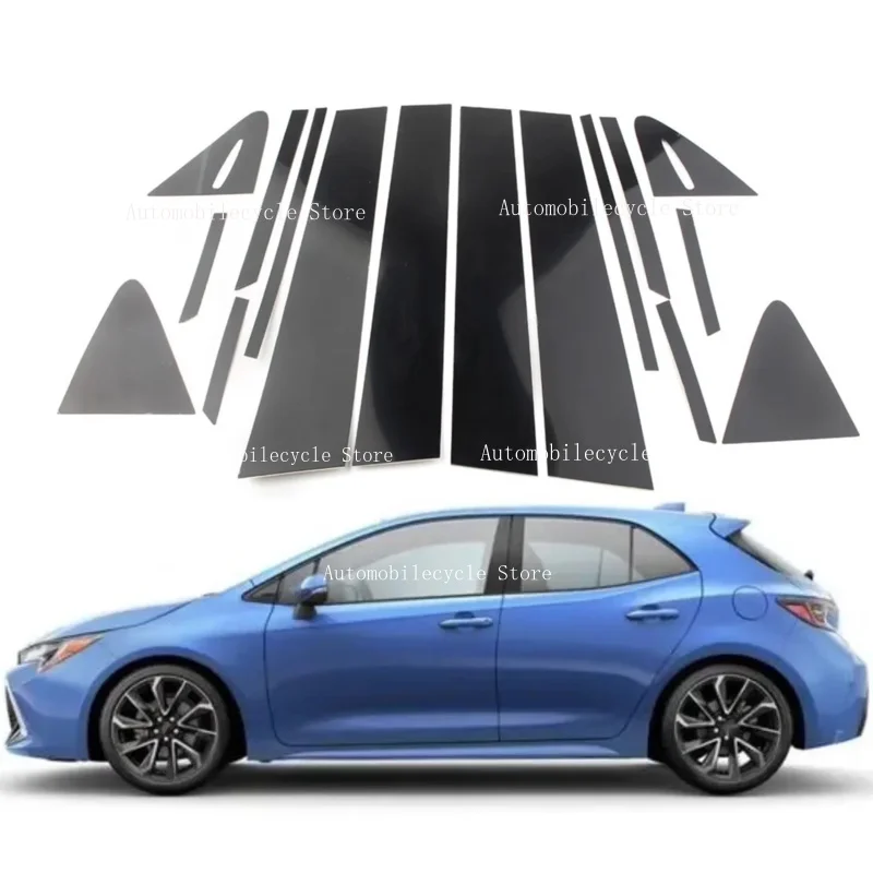 16PCS Glossy Black Pillar Posts Fit For Toyota Corolla (E210) Hatchback 2019-2023  Window Moulding B C Center Sticker Cover