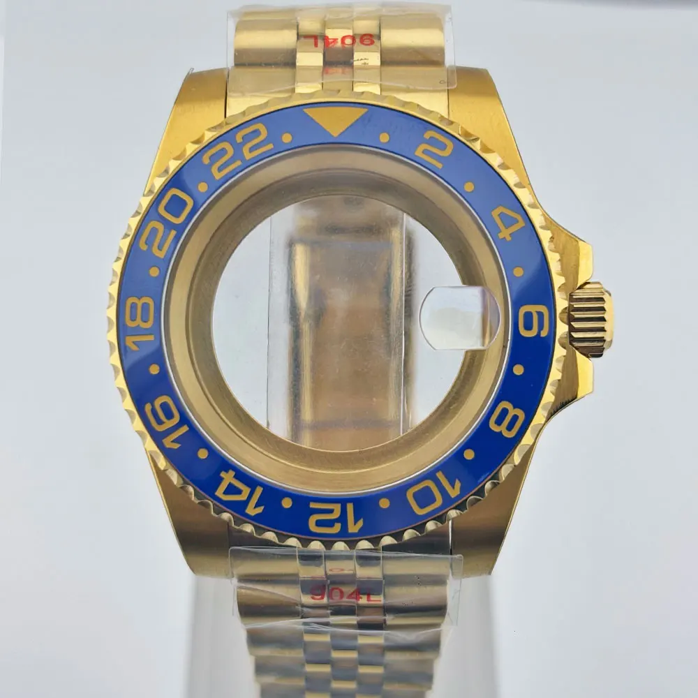 골드 316L 스테인레스 스틸 더블 턴 케이스 사파이어 GMT50BAR 방수 NH34 NH35 NH36 무브먼트 jubbile 스트랩에 적합
