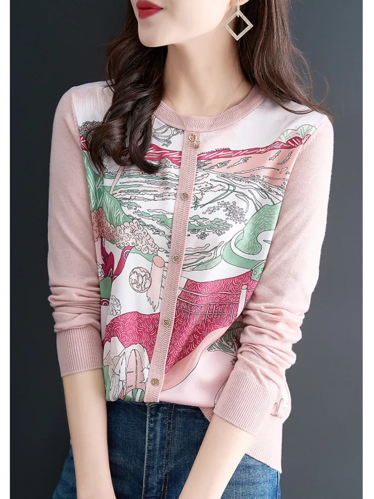 2025 novo elegante malha macia retalhos camisola de fundo camisas primavera verão casual camisola jaqueta camisetas camisas básicas de malha topos