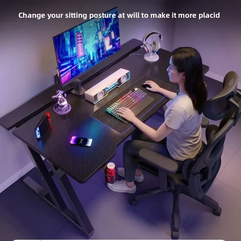 Durable E-sports table desktop two-section carbon fiber color game learning clamping robot arm solid wood computer table