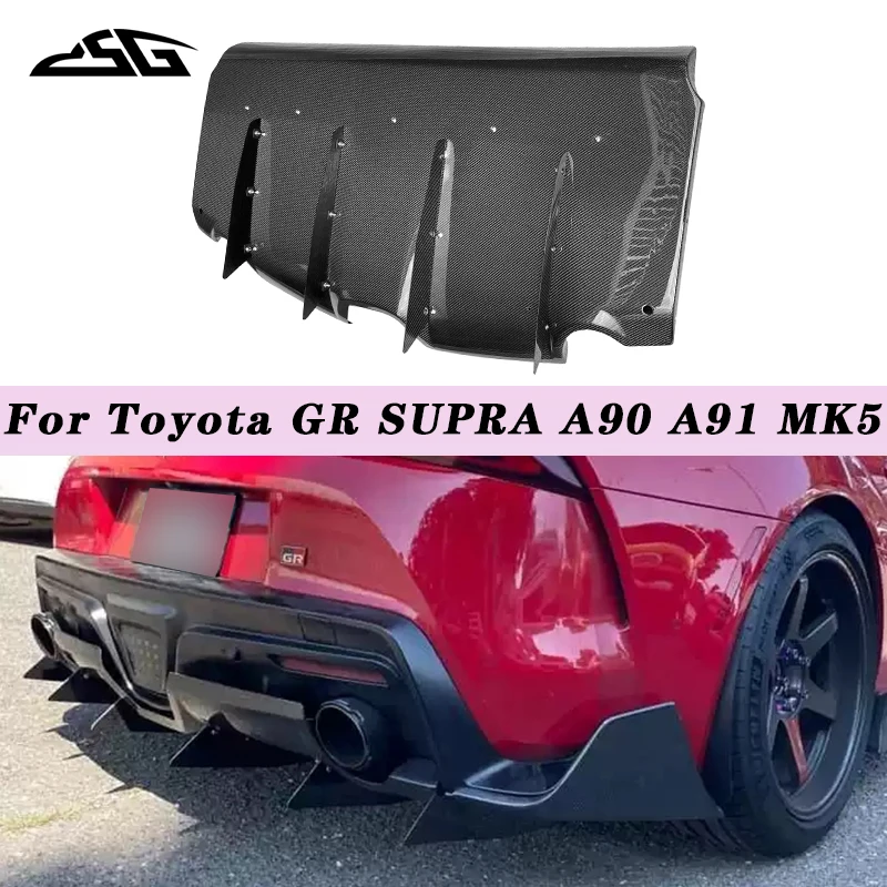 For Toyota GR Supra A90 A91 2019+ Carbon Fiber Rear Bumper Lip Diffuser Splitter Guard Plate Spoiler Body Kit Car Accessories