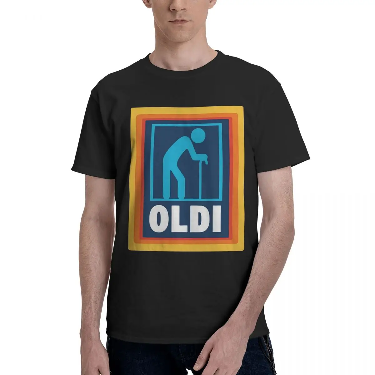 Oldi Aldi Senior Logo 100% algodón Casual transpirable Confortable Top divertido camiseta para hombre regalos divertidos