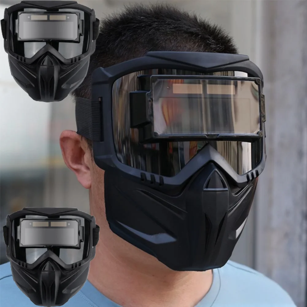 

1/2PC Auto Darkening Welding Glasses Work Protective Equipment Face Protector Adjustable Band Impact Resistant Welder Mask Cover
