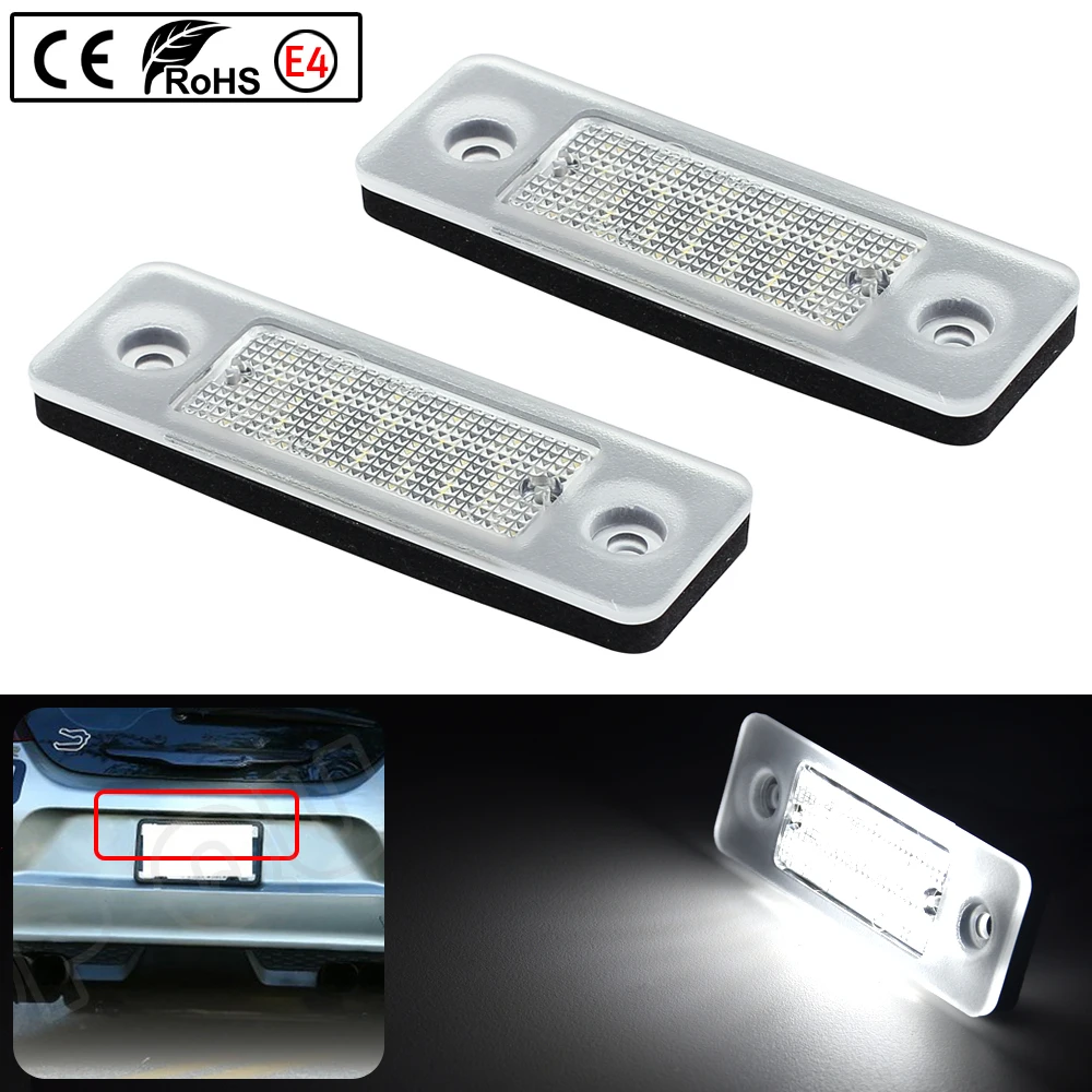 2pcs White LED License Number Plate Light Bulb For Volvo C30 2008-2013 License Plate Light Number Plate Lamp