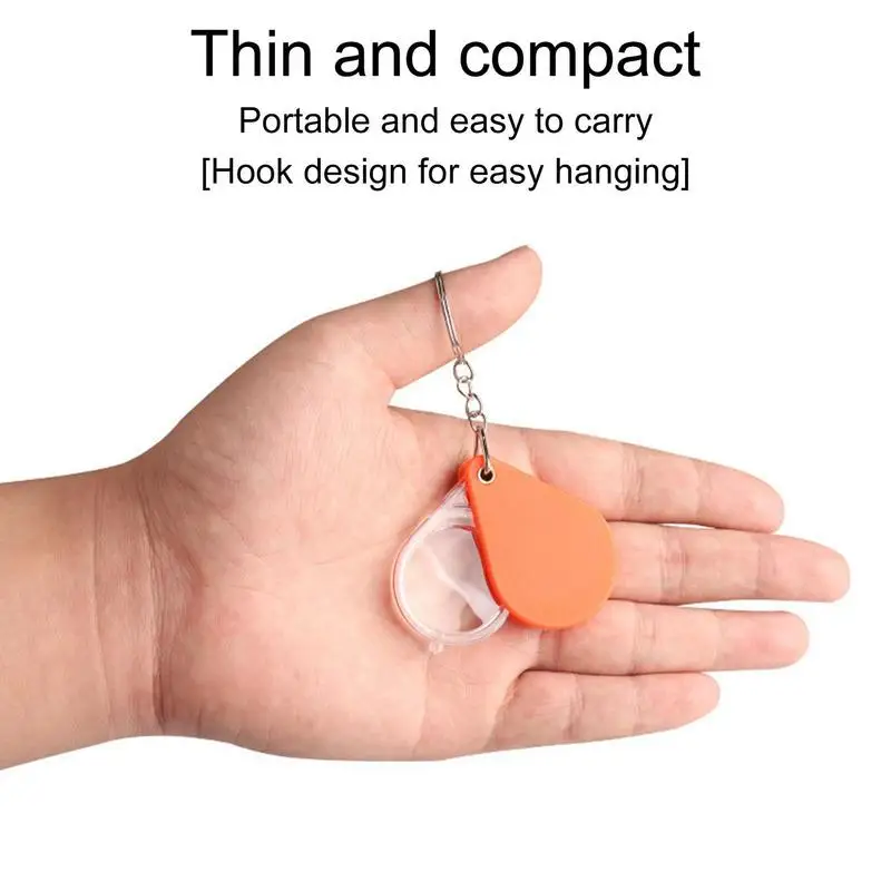 Mini Pocket Portable Folding Key Ring Magnifier With Chain Daily Hand Magnifying Glasses Reading Jewelry Coins Using Tool Gift