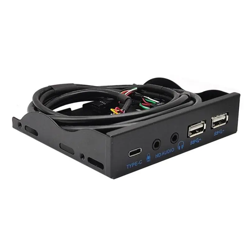 3.0 Front Panel for PC USB 3.1 Type C + 2x USB3.0 + 2x USB2.0 Hub + Audio 3.5mm + Earphone MIC for 5.25