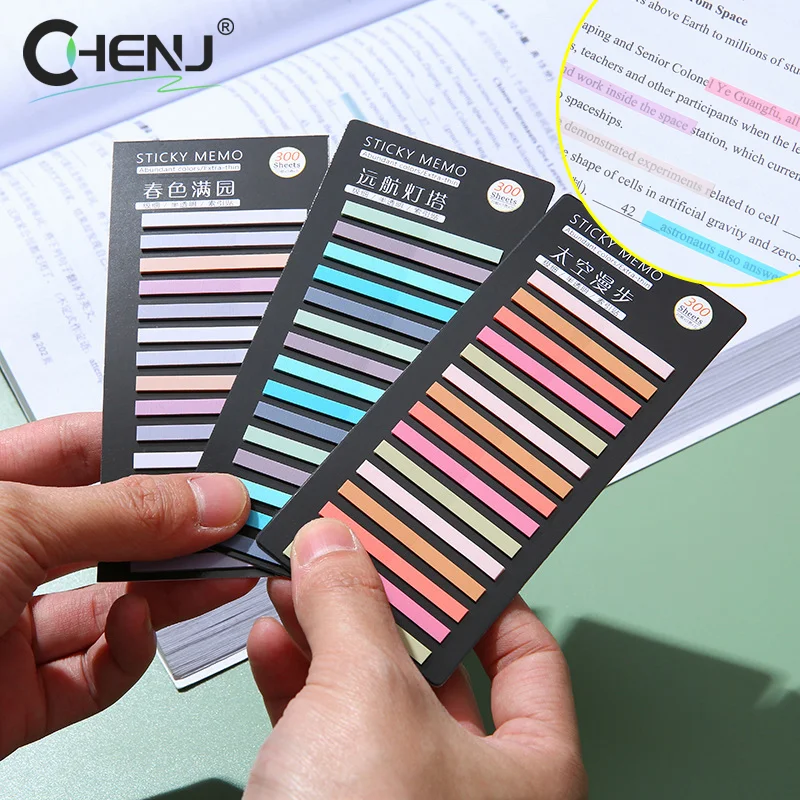 

300Sheets Translucent Rainbow Color Index Sticky Notes Paper Sticker Notepad Bookmark School Supplies Kawaii Stationery Gifts