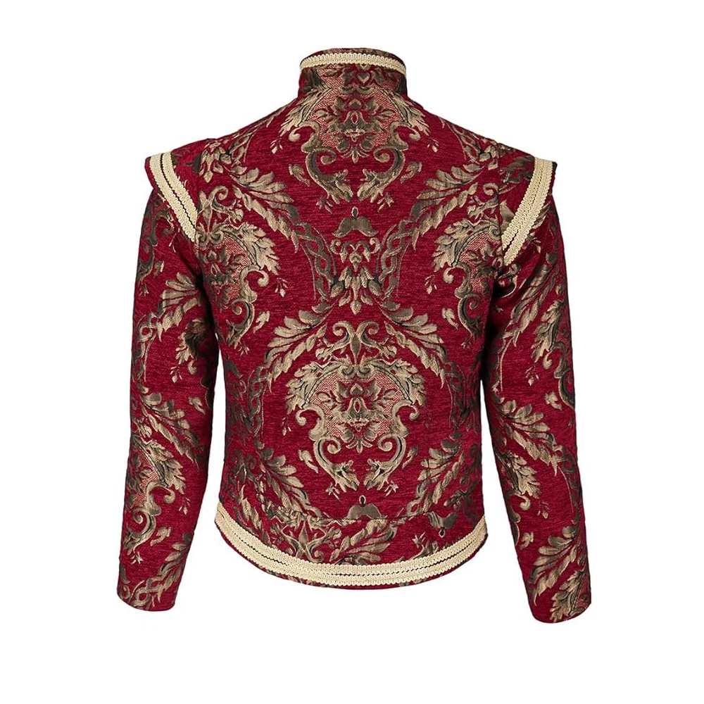 Herren Renaissance Retro Royal Jacke Mantel Prinz Edler König Kolonial Piratenkostüm Doppelmantel Gotische Stickerei Cosplay Kostüm 2026 – Detail 13