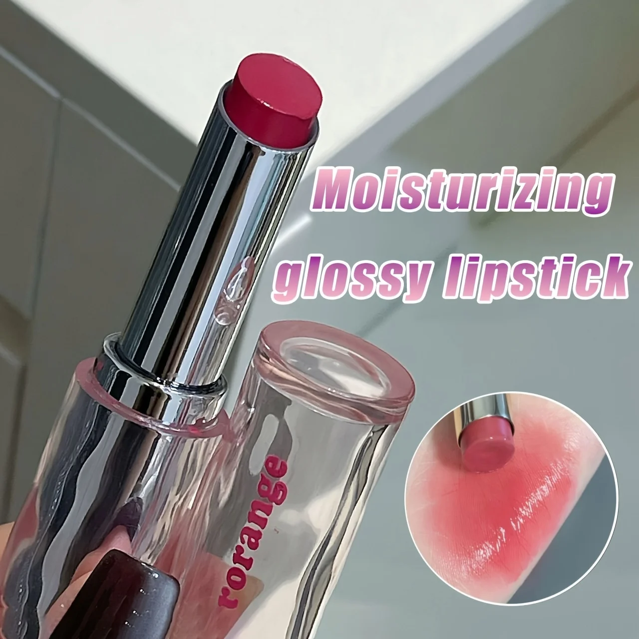 Herorange Glossy Solid Lipstick, Long-Lasting, Moisturizing, Ultra-High Color Payoff, Plump Lips, Dark Brown, Rose Color, Red, Suitable for All Skin Types