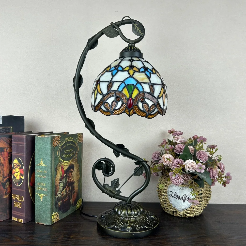 8 Inch 20Cm Gebrandschilderd Glas Schaduw Tiffany Vintage Bureaulamp
