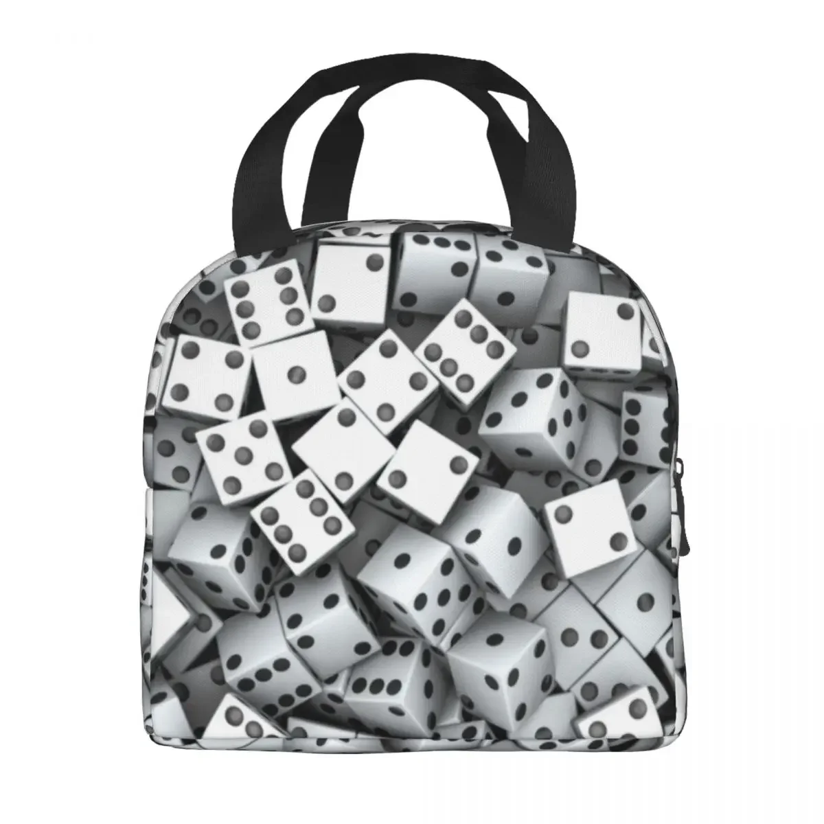 Lucky Dice Abstract Gaming Pattern Insulated Lunch Bags Women Casino Gambler Lunch Container for Outdoor Picnic Storage Food Box