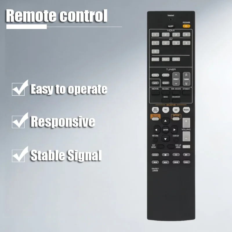 

LY New Remote Control Compatible RAV521 ZJ66500 for Yamaha RX-V283 RX-V373 RX-V375 RX-V377BL RXV381 RXV383 Receiver Spare Part
