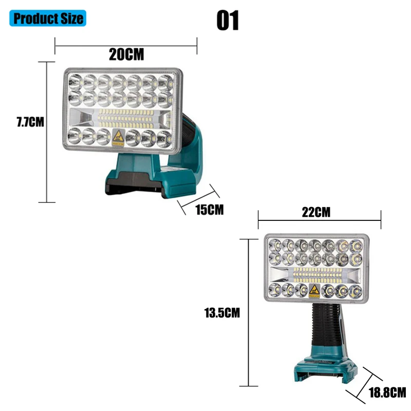 18V 2000LM Lamp Work Light Spotlight Light USB Light Flashlight for Makita 12W 18W Li-ion Battery BL1830 BL1430 BL1845 LXT400