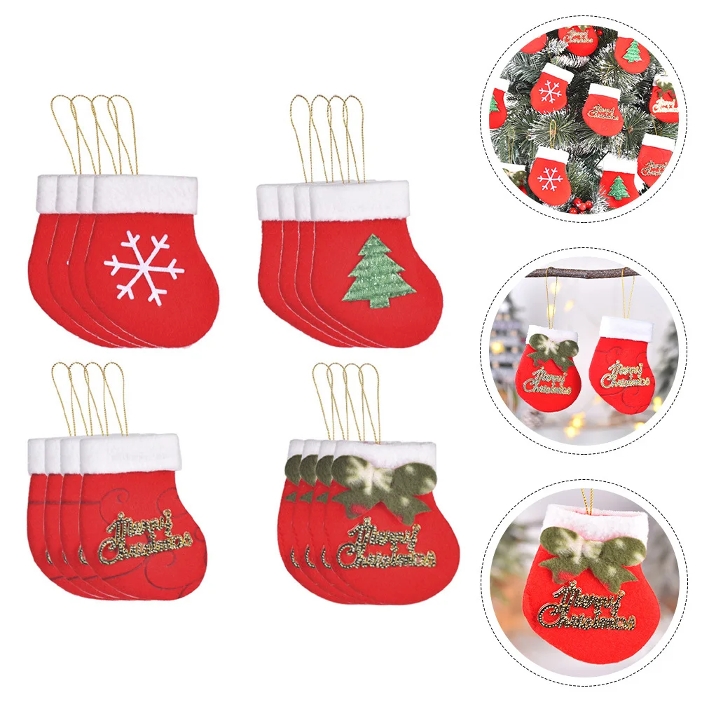 

16Pcs Christmas Sock Pendant Hanging Decor Adorable Xmas Sock Xmas Tree Fireplace Holiday Decoration Gift Christmas Stockings