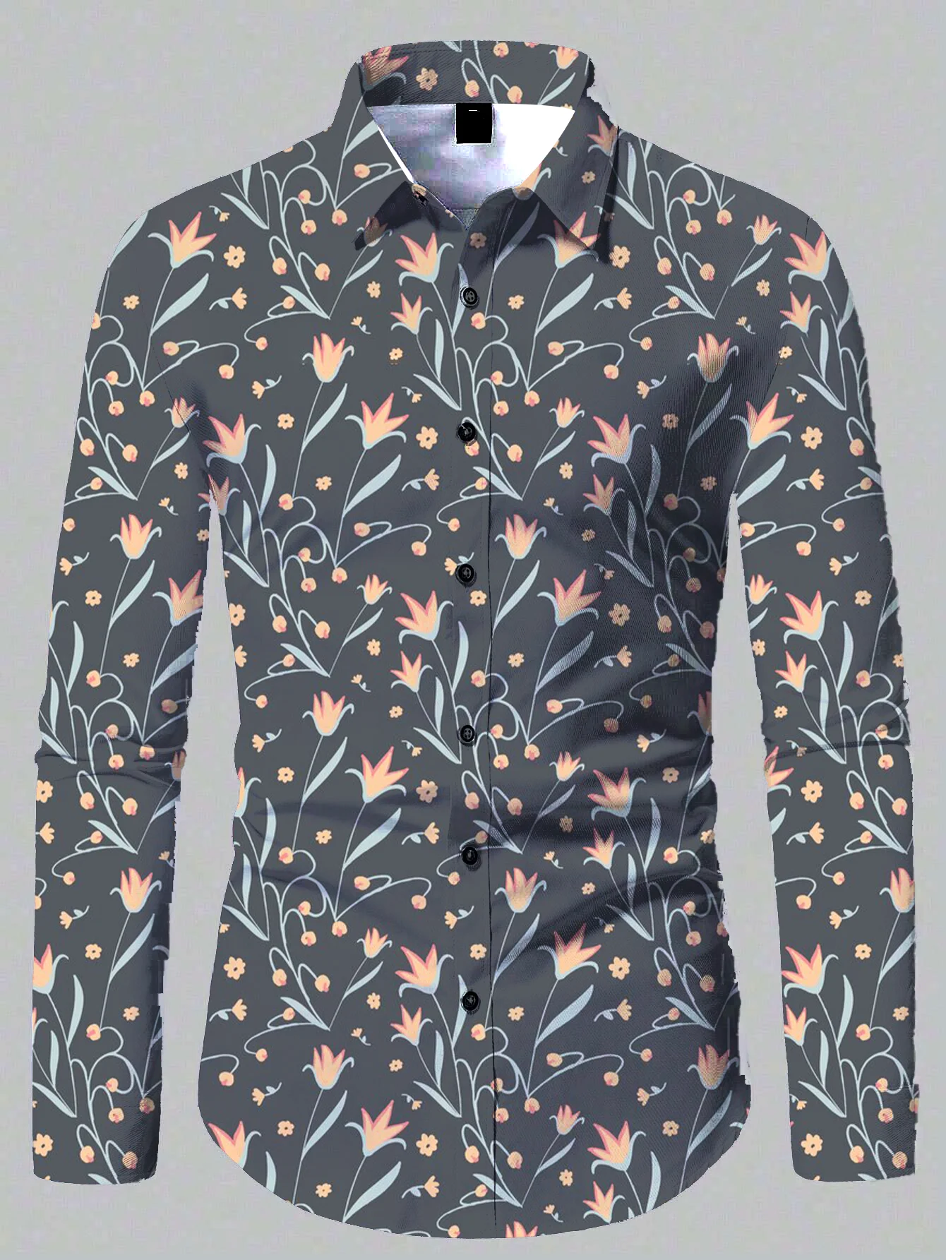 Retro 2024 Men\'s New Comfortable Long Sleeve Shirts New Casual Design Shirt Fashion 3D Printed Flower Pattern Men\'s Clothing