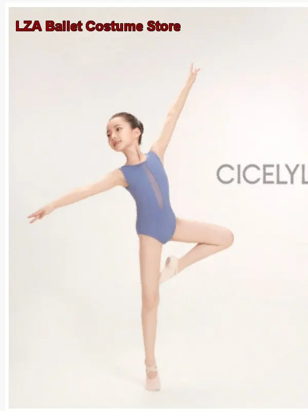 Li Dance Off Shoulder Mesh Panel Sleeveless Practice Leotard Women's Adult Children's One-Piece Dress Unitard Kids